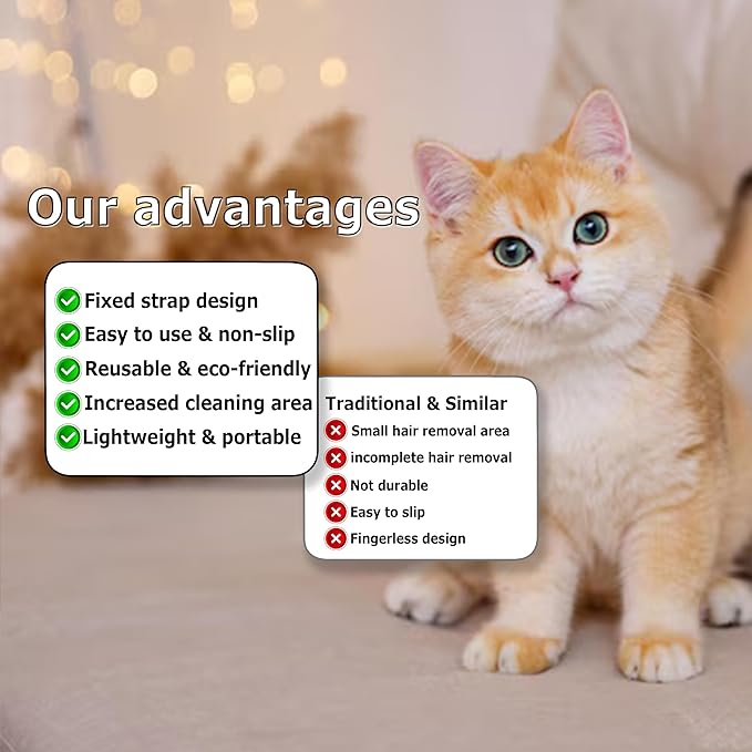 2 Pcs Pet Hair Removal Glove for Cats & Dogs,Newly Upgraded Reusable Electrostatic Pet Hair Removal Tool, Pet Hair Remover，Grooming & Cleaning Tool for Couch, Furniture, Clothing, Carpet, Car Seat