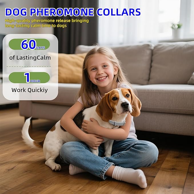 Calming Collar for Dogs 4 Packs,Dog Collars for Stress & Anxiety Relief Lasts 60 Days,Adjustable Dog Pheromone Calming Collars, Fit Small, Medium, and Large Dogs (25'' Length)