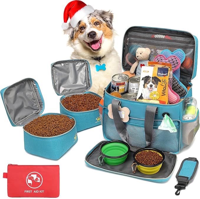 Dog Travel Bag for Traveling| Week Away/Overnight Travel Accessories with Multi-Function Pockets|Pet Travel Set for Dog and Cat|Ultimate Gift for Dog Moms &Dads, Doggy Lovers &Pet Owners
