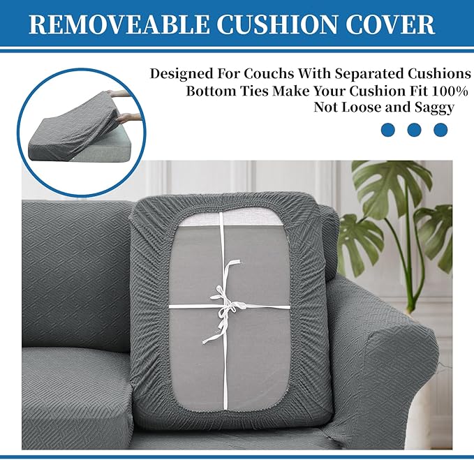 XINEAGE 2025 New 4 Pieces Couch Covers for 3 Cushion Couch Super Stretch Thick Soft Sofa Cover Anti Slip Sofa Slipcover Dogs Cats Furniture Protector (Light Gray, 71"-91")