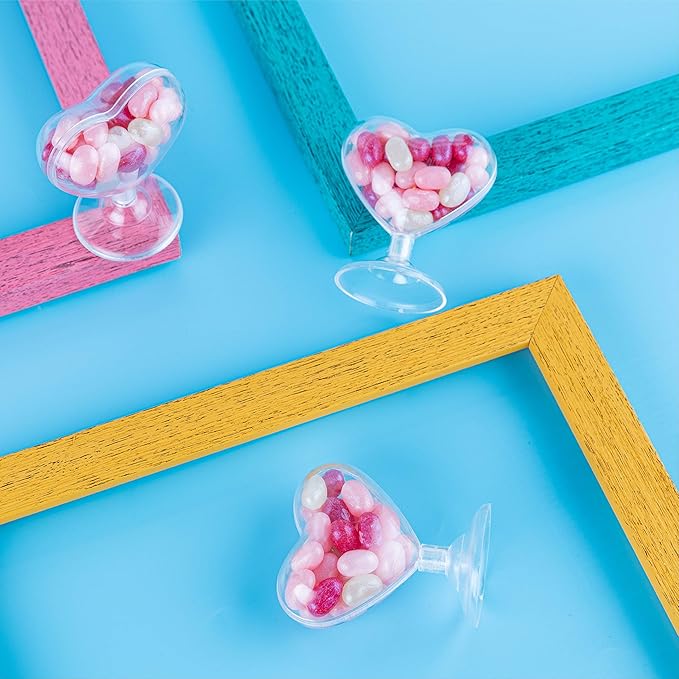 Hammont Heart Shaped Acrylic Candy Boxes - 12 Pack - 3.07"x3.03"x1.76" - Perfect for Weddings, Birthdays, Party Favors and Gifts | Designer Cute Clear Lucite Plastic Treat Containers