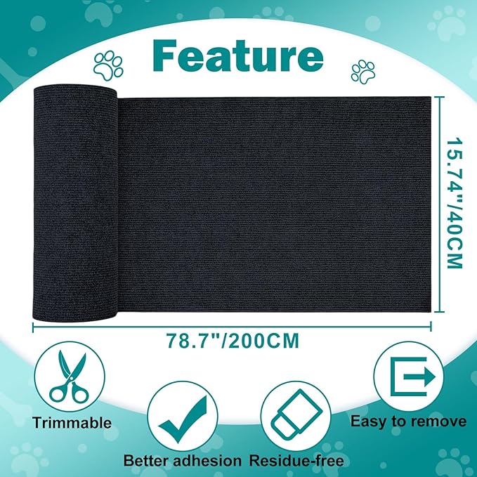 78.7"x15.8" Large Couch Protector from Cat Claws,Anti Scratch Furniture Protector for Cats Corner Wall Scratcher,Replacement for Cat Tree Post Shelves
