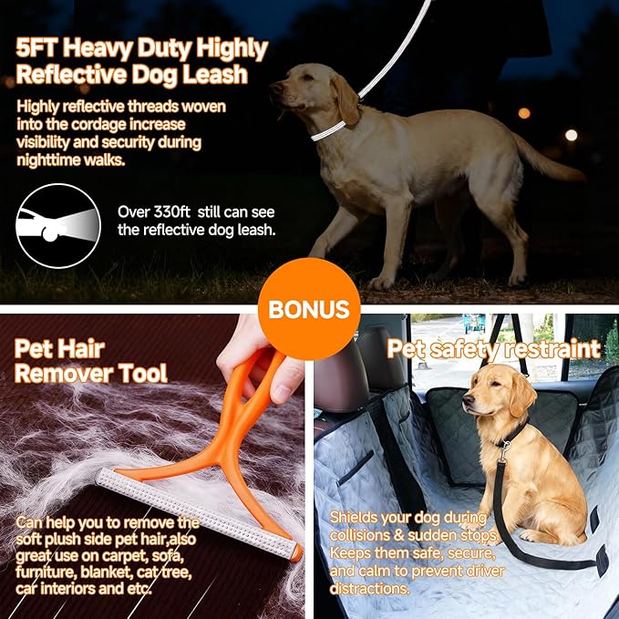 PETTALK Dual-Sided/Reversible Suitable for All Seasons Pet Car Seat Cover, Upgrade Waterproof Dog Seat Hammock/Bench/Cargo Liner, Heavy Duty, Scratch-Proof, Fits Most Vehicle,Eco-Friendly
