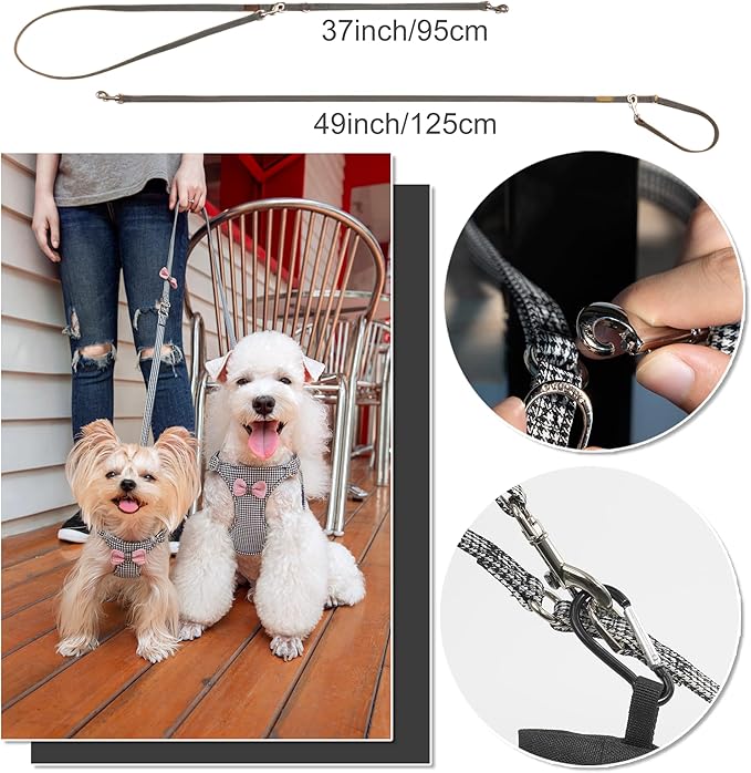 Puppytie No Pull Dog Harness with Multifunction Dog Leash,Soft Adjustable No Choke Escape Proof Pet Harness Vest for Medium Dogs,Knitted Black-White,M