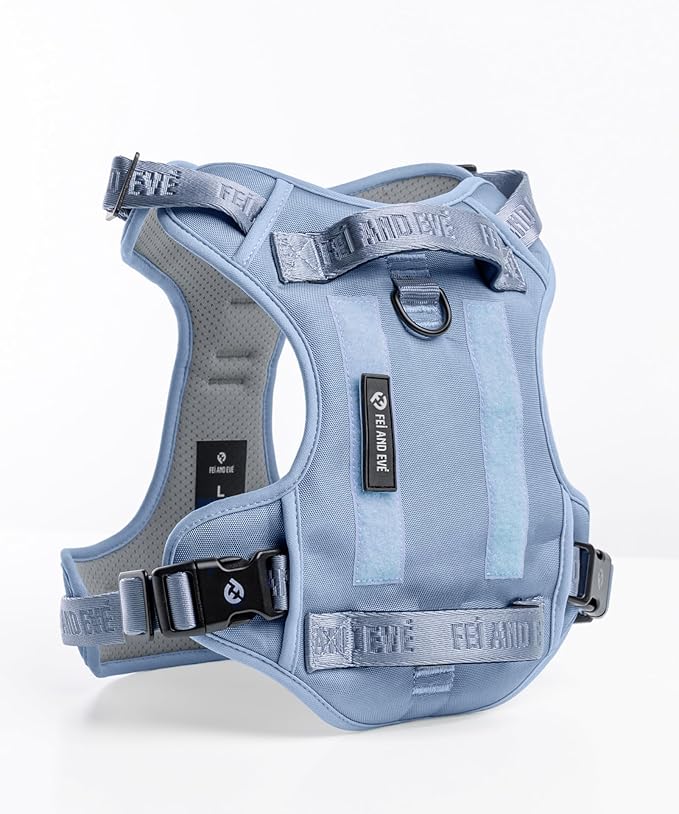 2025 New Edition, Fei & Eve Classic Dog Harness - Quick-Release Buckles | 3-Point No-Pull Control | Heavy-Duty 900D Nylon | Dual Safety Handles | Breathable Mesh | Adjustable Fit | Small,Blue