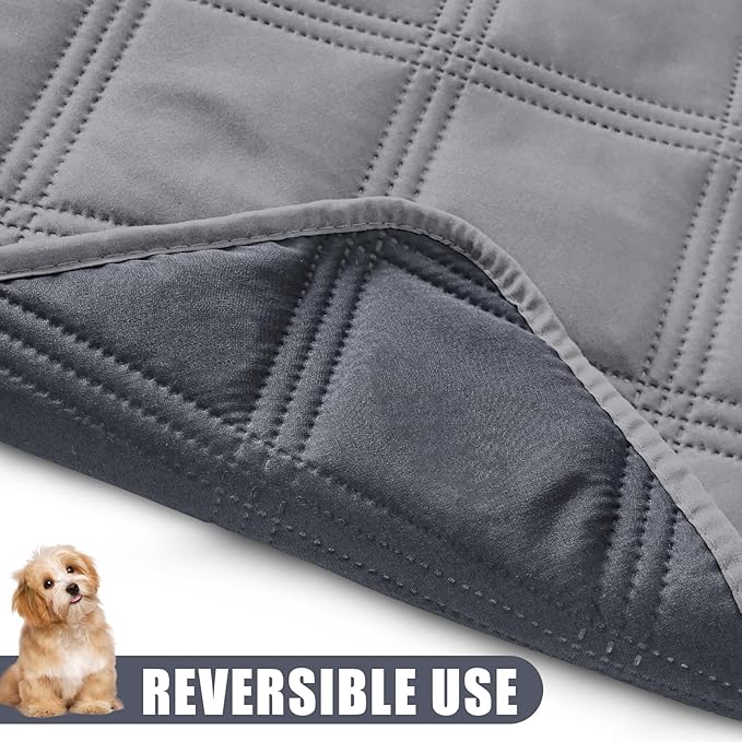 Smiry Waterproof Dog Bed Cover Blanket 82x82, Soft Reversible Pet Blanket, Washable Leakproof Cats Dogs Couch Cover for Sofa, Couch, Furniture, Lattice, Grey/Dark Grey