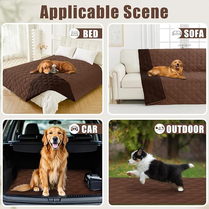 Smiry Waterproof Dog Bed Cover Blanket 52x82, Soft Reversible Pet Blanket, Washable Leakproof Cats Dogs Couch Cover for Sofa, Couch, Furniture, Lattice, Brown/Chocolate