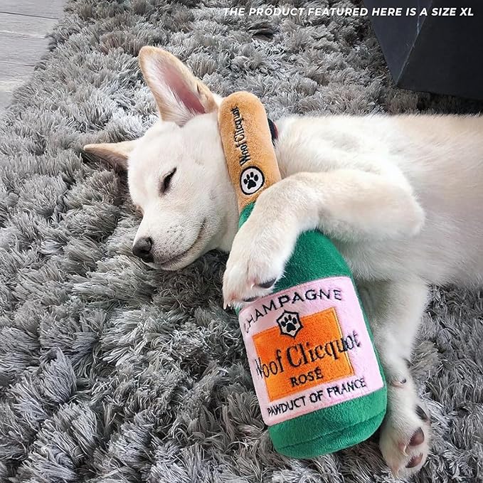 Haute Diggity Dog Woof Clicquot Rose', Plush Designer Dog Toys with Interactive Squeaker, Stimulating Pet Enrichment, Machine-Washable & Safe Materials for All Breeds, Size XL