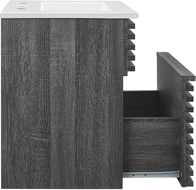 Modway Render 18" Wall-Mount Bathroom Vanity in Charcoal White