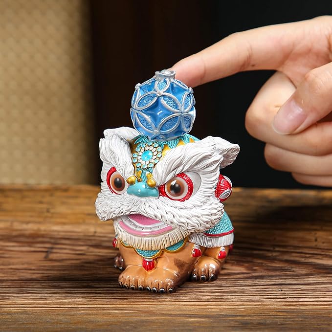 Color Changing Tea Pet, Tea Set Accessories Traditional Gongfu Tea Set Accessory, for Tea Lover Friends (Blue Lion Dance)
