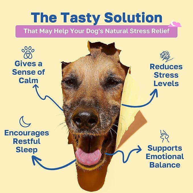 Happy Paws Calming Chews for Dogs, Relaxation & Anxiety Support for All Breeds & Ages, Dog Sleep Aid with L Theanine & Chamomile, Vegan Peanut Butter Flavor, Organic, Non GMO, 200 Soft Chews