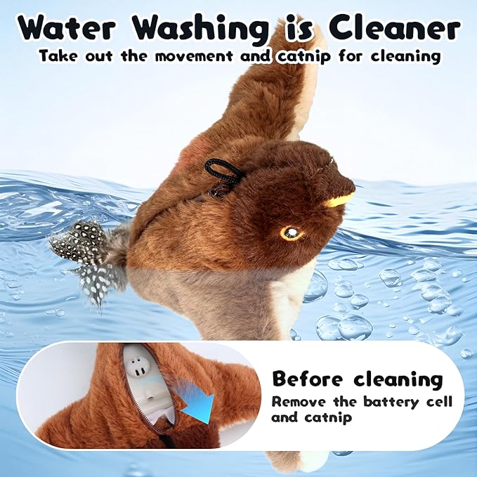 Flappy Chase Cat Toy, 2026 New Interactive Chirping Flying Bird Cat Toy with Remote Control, Chirping Bird Cat Toy Flapping Wings, Flying Interactive Simulation Electric Cat Toy (Brown) (A)