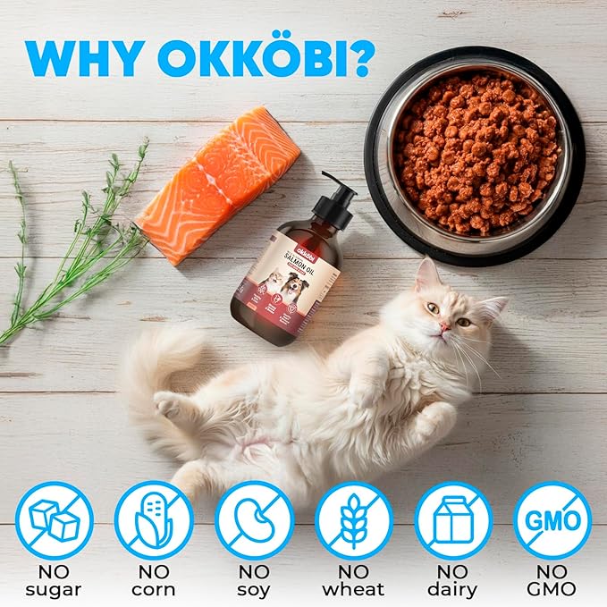 Wild Alaskan Salmon Oil for Dogs & Cats - Pure Fish Oil for Dogs with Omega 3, EPA & DHA Supplements for Skin & Coat, Heart & Immune System, Joint and Brain Support - 8.5 oz