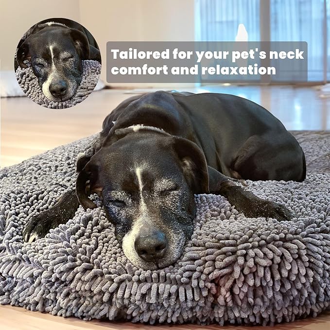 Muddy Mat® Cloud K-9 Dog Beds for Small Dogs & Cats, Soft & Relaxing Round Dog Bed, Chenille Material, Removable Cover, Washable & Dryer Safe – Grey Small(25'x25')