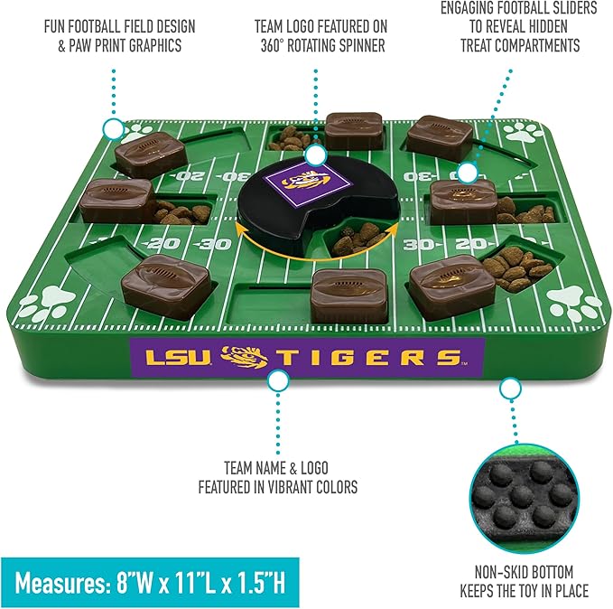 Pets First NCAA LSU Tigers Puzzle Toy, Puzzle Treat Dog Toy, Interactive Dog Treat Toy, Dog Puzzle Fedding Slow Toy