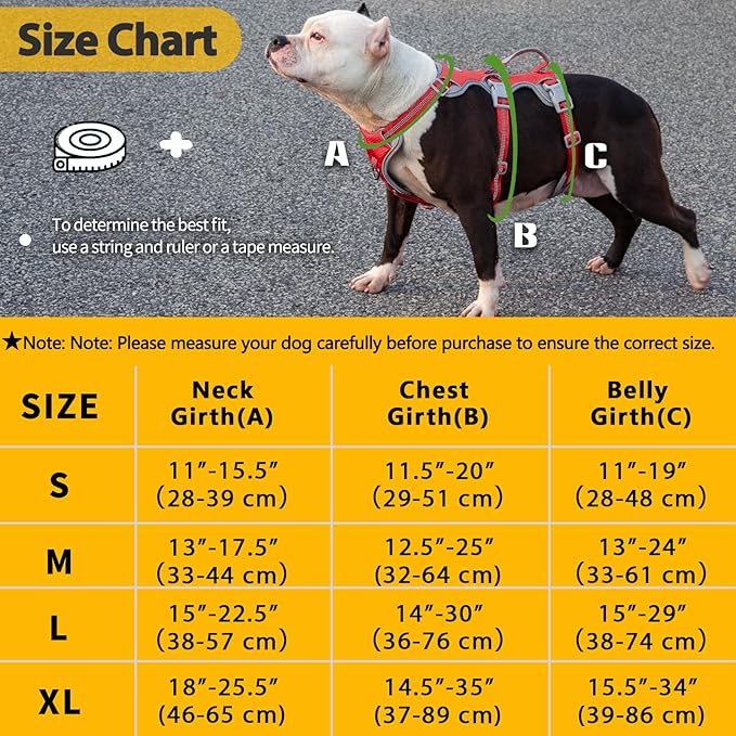 Huntboo Escape Proof Dog Harness, Escape Artist Harness, Reflective Harness with Padded Handle, Breathable, Durable, Adjustable Vest for Medium Dogs Walking, Training, and Running Gear (Red, M)