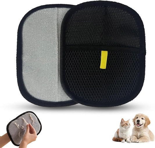 Pet Hair Removal Gloves, Dog Grooming Gloves&Cat Deshedding Gloves for Shedding Control, Electrostatic Hair Remover for Furniture, Couch, Car Seat, Reusable & Easy to Clean(Black 2Pcs)