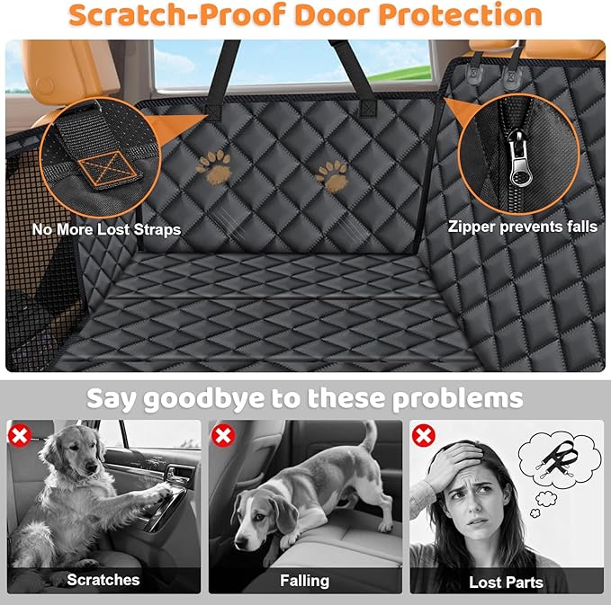 URPOWER Dog Car Seat Cover for Pets 100% Waterproof Seat Cover Hammock 600D Heavy Duty Scratch Proof Nonslip Durable Soft Back Seat Covers for Cars Trucks and SUVs