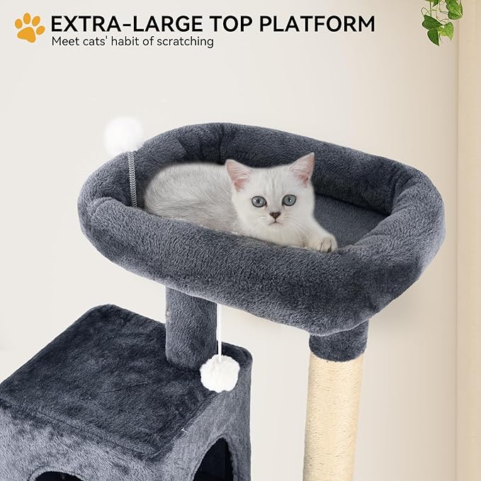 YITAHOME Cat Tree, 70.8 inches Large Cat Tower for Indoor Cats, Multi-Level House with 2 Padded Perches, Big Scratcher, Cozy Basket, 2 Cat Condos and Scratching Posts, Dark Gray
