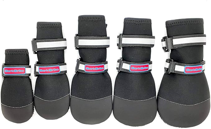All Weather Neoprene Paw Protector Dog Boots with Reflective Straps in 5 Sizes! (Black Small)