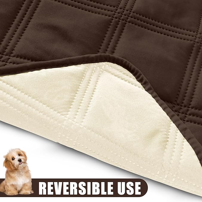 Smiry Waterproof Dog Bed Cover Blanket 40x50, Soft Reversible Pet Blanket, Washable Leakproof Cats Dogs Couch Cover for Sofa, Couch, Furniture, Lattice, Chocolate/Beige