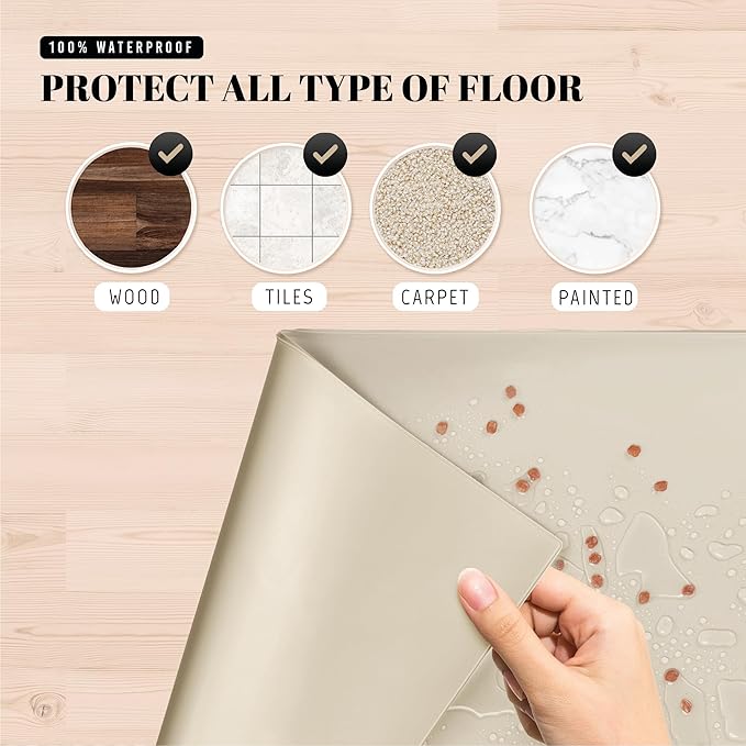 AVERYDAY 100% Waterproof Thicker Silicone Dog Food Mat, 0.63'' Raised Edge Bowl Mat for Food & Water, Non Slip Pet Feeding Placemat for Messy Drinkers, Perfect for Large Medium Small Breeds, 23"x16"
