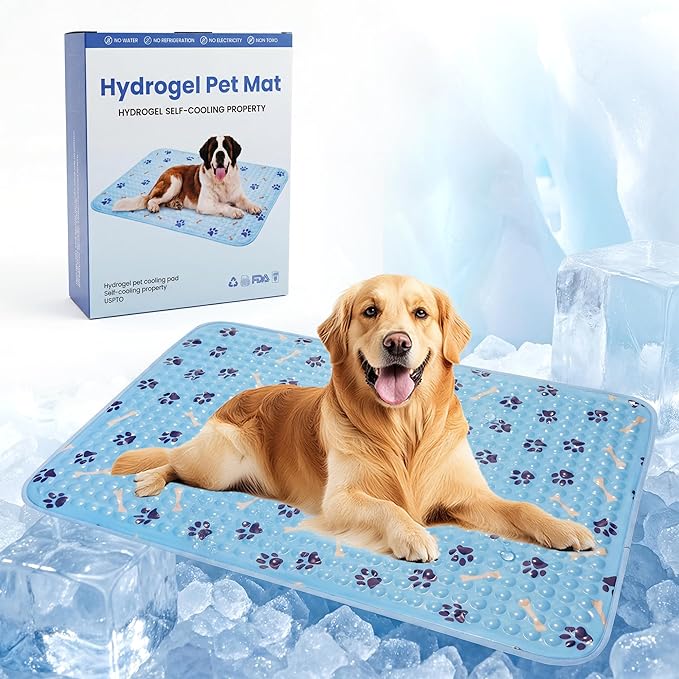 Pet Cooling Gel Pad with Patent Technology, 20in Dog Cooling Mat for Summer, Self-Cooling Mat for Medium/Small Dogs, Non-Slip Waterproof Durable Mat for Dog Beds, Car, Indoor & Outdoor Use