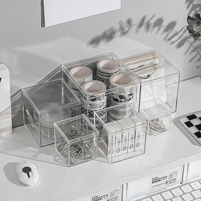 Acrylic Box Clear Box with Lid for Display, Plastic Square Cube 2 Pack Storage Contanier Party Decorative Boxes
