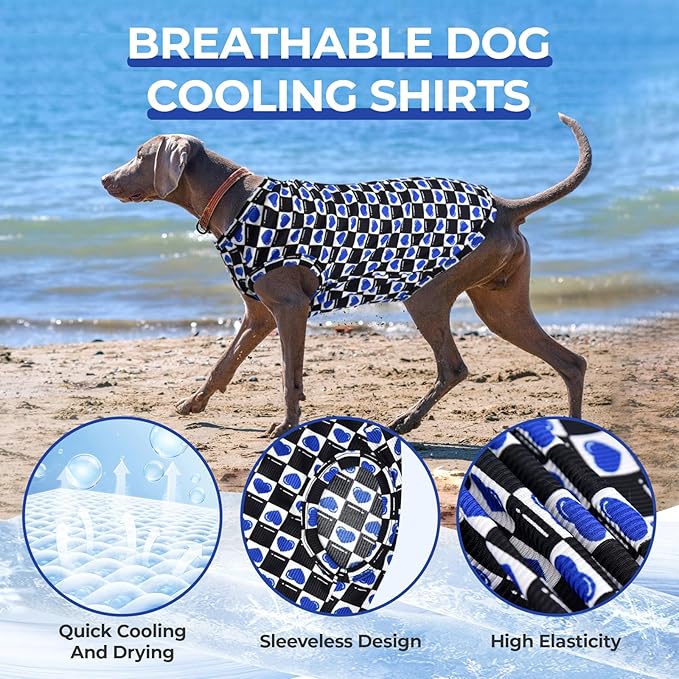Dog Cooling Vest, Quick Dry Dog Summer Clothes Pet Vest Puppy Shirts, Sleeveless Dogs Cooling T-Shirts for Small Medium Large (Red Heart+Blue Heart, XXL)