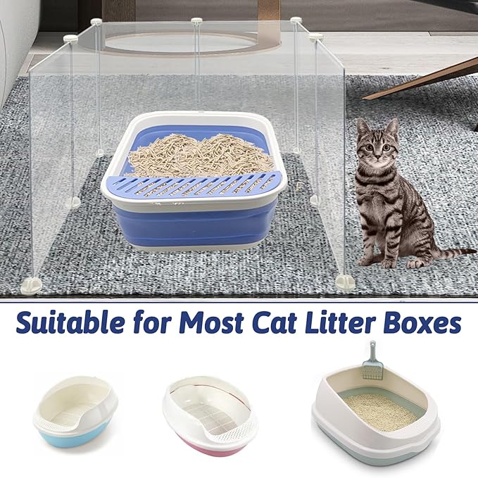 VCEPJH Extra Large Cat Litter Box Enclosure Splash Guard L24xW22.8xH15.7 in DIY Pee Shields for Litter Box Easy to Clean(Cat Litter Pan Not Included)