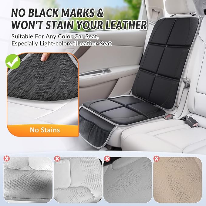 Gimars XL Thickest 5-Layer EPE Car Seat Protector for Child Car Seat and Pet, 2 Pack Large Waterproof 600D Fabric Carseat Protector Car Seat Cover with 2 Mesh Pockets for SUV Sedan Truck Leather Seat