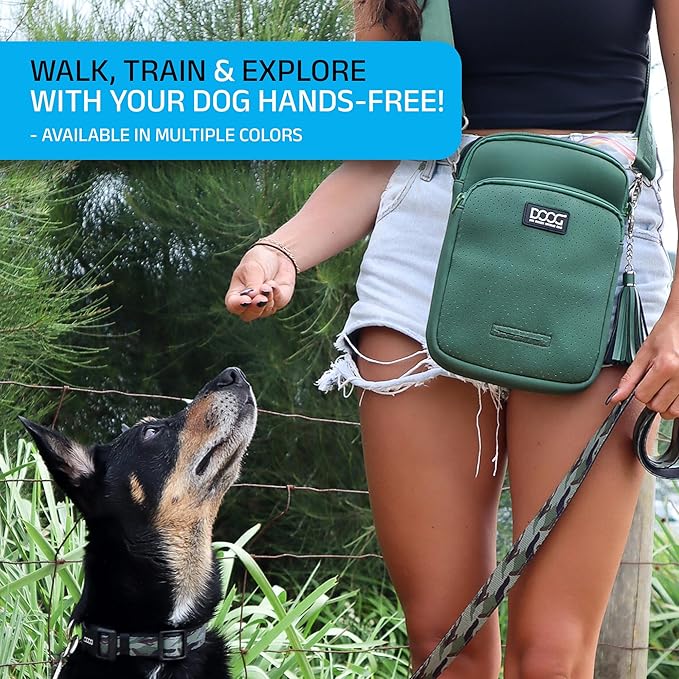 DOOG Walkie Bag - Adjustable Dog Treat Pouch Shoulder Bag with Poo Bag & Water Bottle Compartments - Comfort Fit for Everyday Use