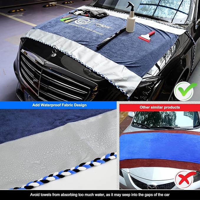 EHDIS Window Tinting Dash Cover Protection,3 in 1 Super Absorbent Car Dashboard Towel Tool Soak Rope Waterproof Cloth Cover for Vehicle Windshield Dash Window Scratch Free Tint Tools