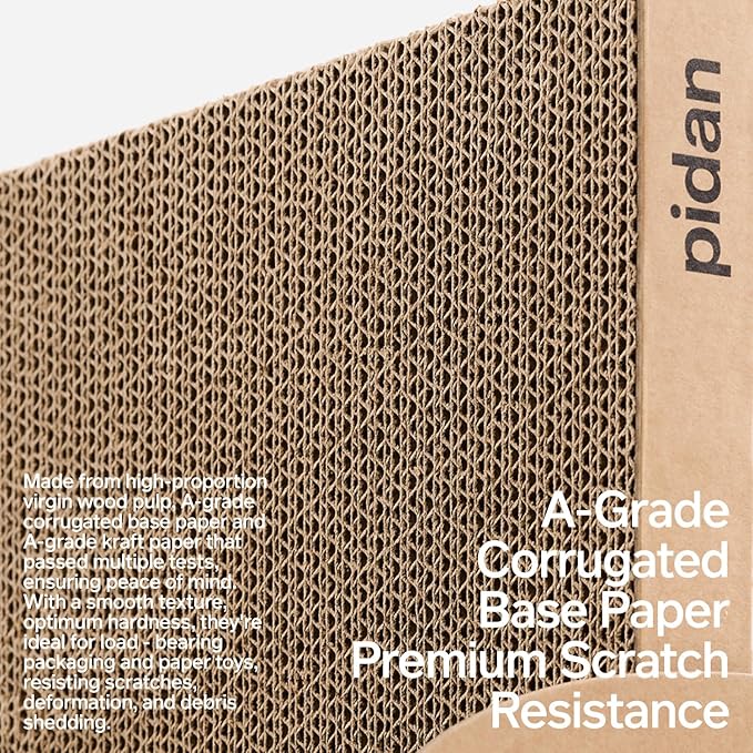 pidan Cat Scratcher Cardboard,L Shape Cat Scratchers for Indoor Cats Scratching Board,A-Grade Corrugated Base Paper,Safe Glue (L Type)