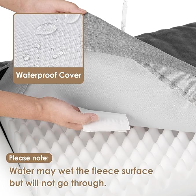 EHEYCIGA Memory Foam Dog Bed Orthopedic 30"x20"，Waterproof Pet Bed for Medium Dogs ，Washable Pet Mat with Removable Cover, Grey