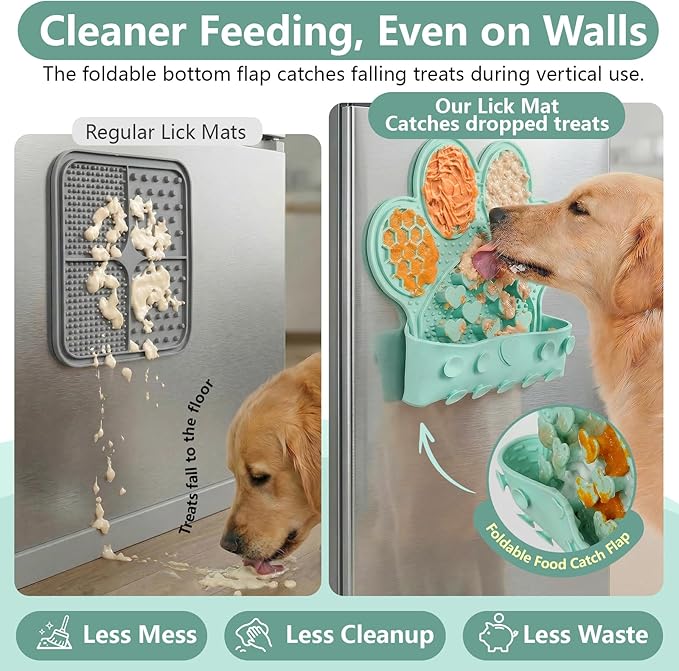 Licking Mat for Dogs & Cats, Slow Feeder Lick Pat, Anxiety Relief Dog Feeding Mat for Butter Yogurt Peanut, Green