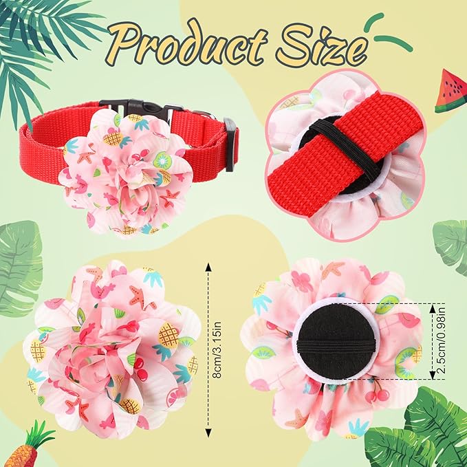 50 Pcs Summer Flowers for Dog Collars Bulk Hawaiian Dog Flower Collar Accessory Pet Bow Ties for Puppy Cat Grooming Charms Accessories Summer Fruits Beach Party Costume