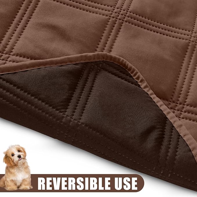 Smiry Waterproof Dog Bed Cover Blanket 68x82, Soft Reversible Pet Blanket, Washable Leakproof Cats Dogs Couch Cover for Sofa, Couch, Furniture, Lattice, Brown/Chocolate
