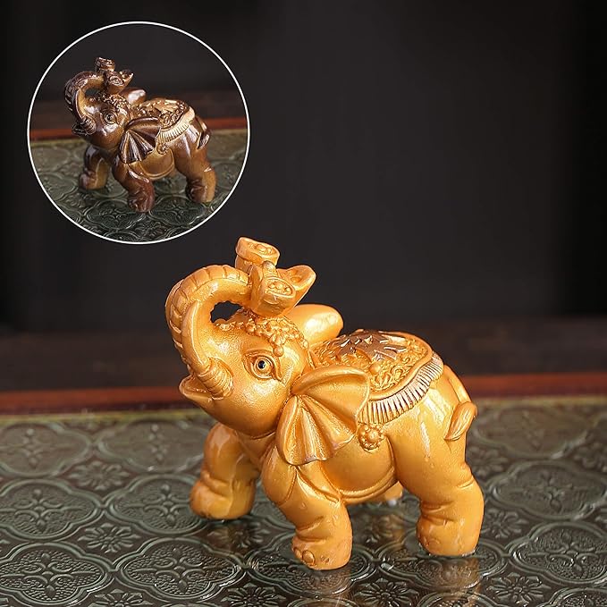 Color Changing Tea Pet, Tea Set Accessories Traditional Gongfu Tea Set Accessory, for Tea Lover Friends (Golden Elephant-b)
