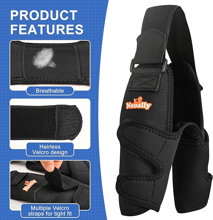 Neoally Breathable Dog Elbow Brace Protector Pads for Canine Elbow and Shoulder Support Elbow Hygroma, Dysplasia, Osteoarthritis, Elbow Calluses, Pressure Sores and Shoulder Dislocation (Left X-Small)