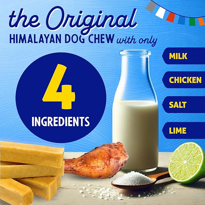 Himalayan Dog Chew Original Yak Cheese Chew, Chicken, 1 X-Large Stick, 5.3 oz, Gluten Free, Healthy Treats, Grain & Lactose Free 100% Natural, Long Lasting for Dogs Over 55 lbs