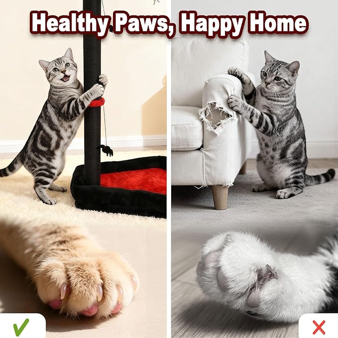 Gothic Cat Scratching Post with Bed, 40 Pcs Interactive Cat Toys, 34" Tall Cat Scratcher with Kitten Toys for Indoor Cats, Modern Sisal Post for Kittens & Adults