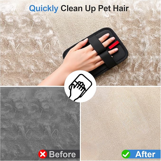 2 Pcs Static Pet Hair Remover and Scraper : Electrostatic Pet Hair Removal Gloves, Reusable Cat Dog Hair Remover Tool, Pet Hair Remover for Furniture, Carpet, Clothes, Car Seat