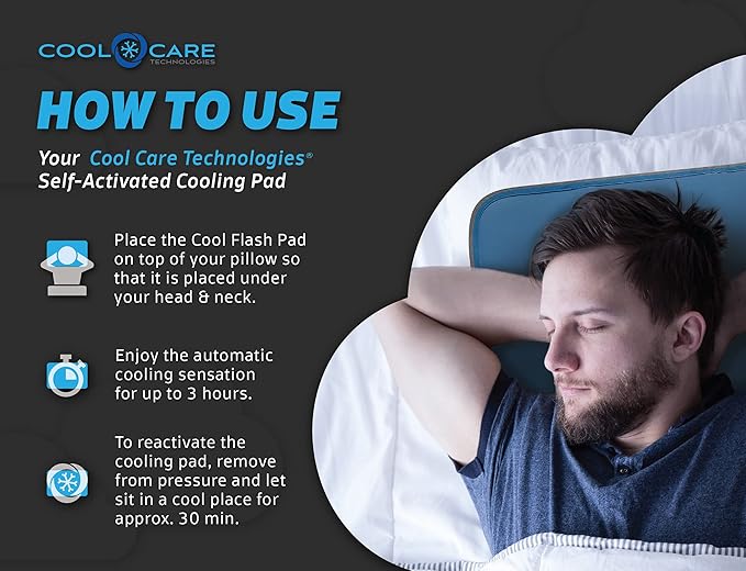 Pillow Cooling Pad - Pressure Activated Gel Cooling Mat Provides Instant Cool Relief - Ideal for Fevers, Migraines, Hot Flashes, Night Sweats - Place on Pillow