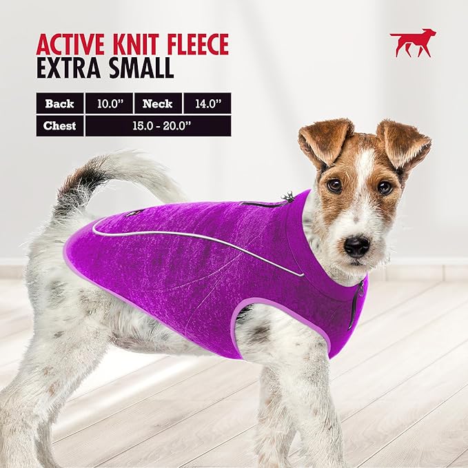 Insulated Fleece Sweater for Dogs | Lightweight Warm Dog Vest | Zipper Port for Harness | Cold Weather Winter Jacket | Rain Snow Repellant Coat | Adjustable for Small Medium Large Girl Dog (Purple/XS)