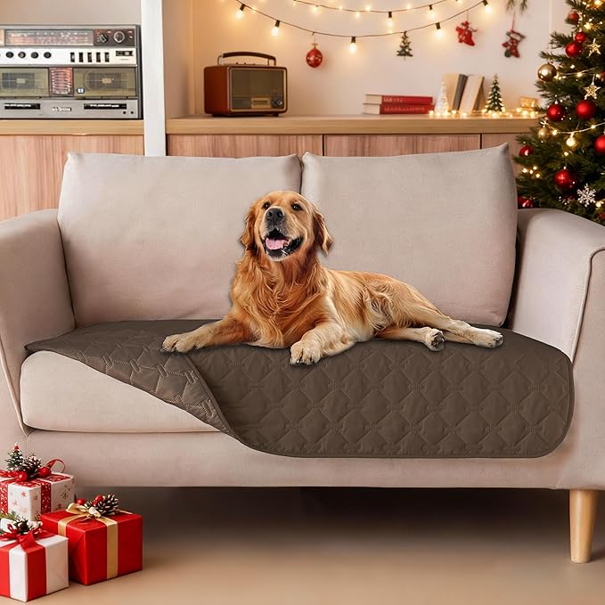 gogobunny 3X Stronger Waterproof Pet Blanket, Scratch Proof Furniture Protector for Dogs Cats, Reversible Cover 32x53 Inch, Dark Chocolate