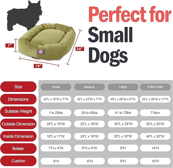 Majestic Pet 24 Inch Micro Velvet Calming Dog Bed Washable – Cozy Soft Round Dog Bed with Spine for Head Support - Fluffy Donut Puppy Mat 24x19x7 (Inch) Small – Apple (2025)