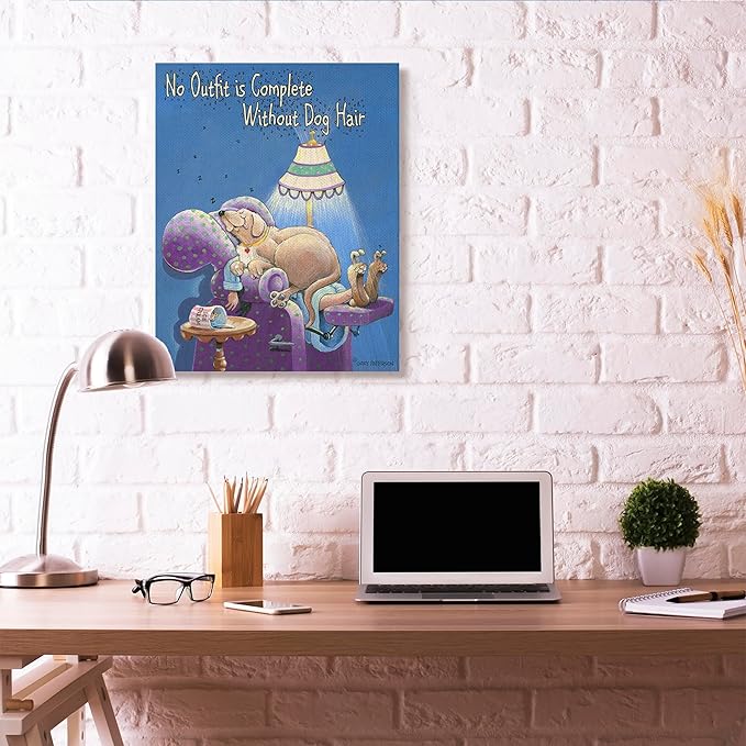 Stupell Industries 'Outfit Dog Hair Funny Cartoon Pet Design', Canvas Art, 30 x 40 Inches, Easy to Hang and Sturdy, Made in USA, by Gary Patterson