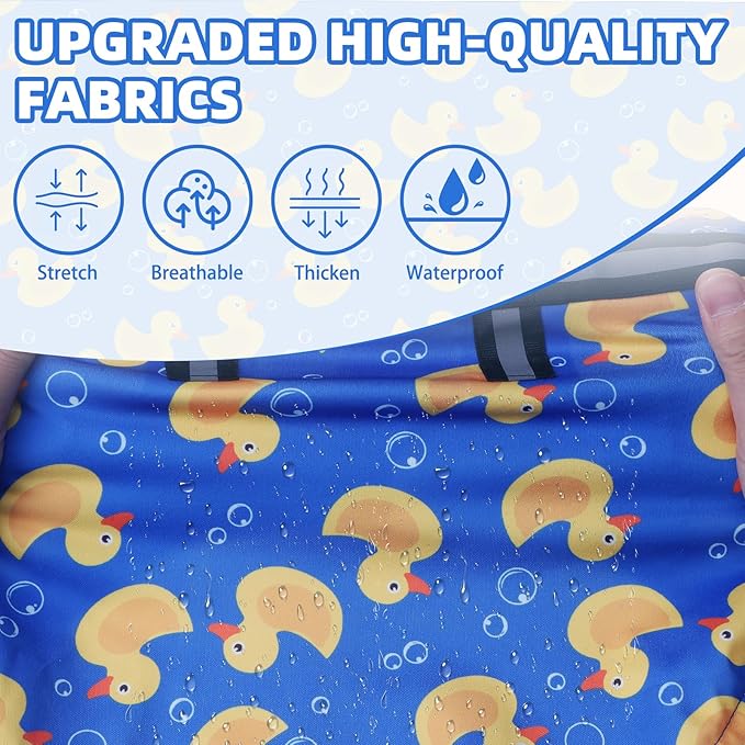 PUPTECK Dog Raincoat with Hood & Harness Built-in, Waterproof Dog Rain Jacket Slicker Poncho Reflective Vest Clothes for Rainy Snowy Winter Cold Days, Blue Duck XS