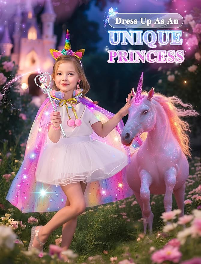 Unicorn Toys for Girls Age 4-6 Unicorns Gifts, Walking Talking Singing Interactive Unicorn with Light up Princess Cape, Remote Control Plush Unicorn Pet Care Toy for Toddler Girl Age 3 4 5 6